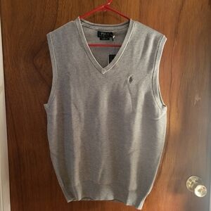 Men's POLO RALPH LAUREN Heather Gray Pima Cotton Sweater Vest Medium NWT NEW